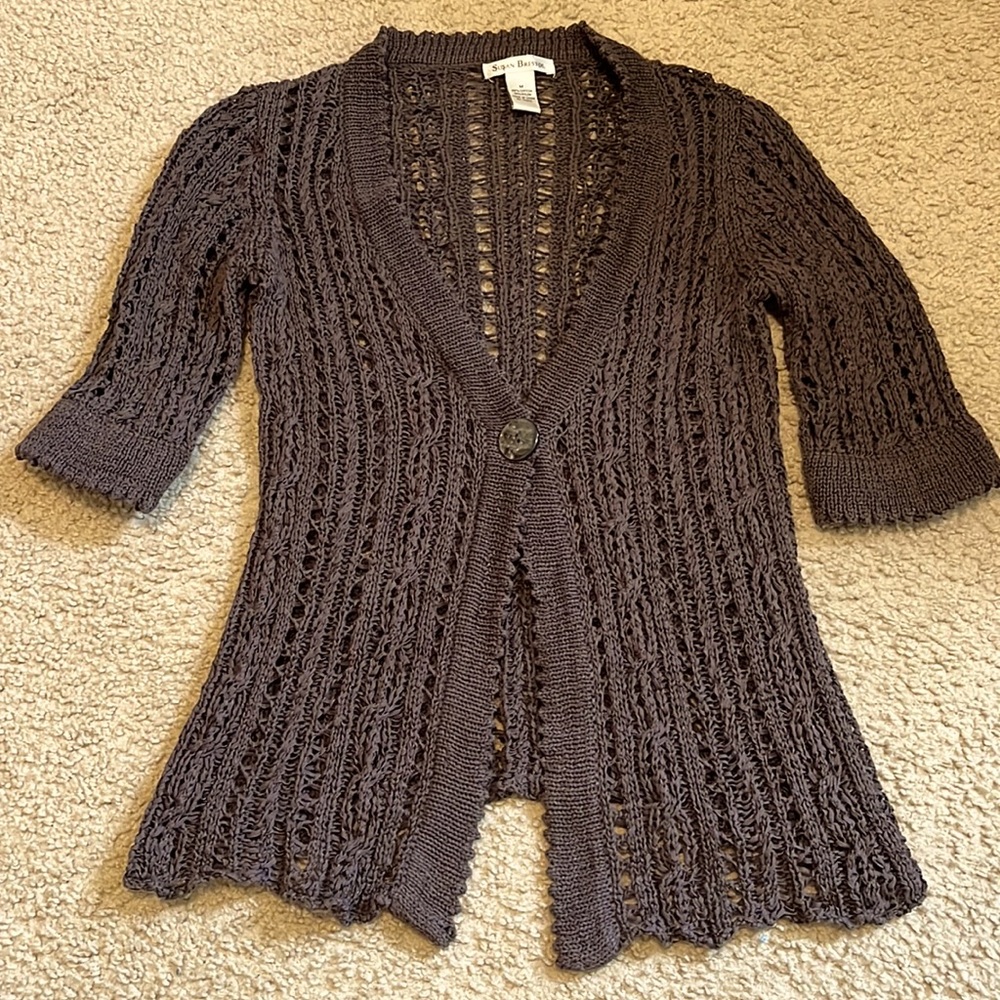 Short sleeve open weave cardigan- looks great over tank top